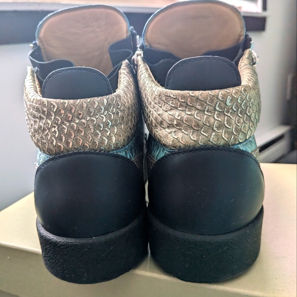 Giuseppe Men's Blue-Teal-Silver High-top Sneakers In PRESTINE CONDITION! - Picture 4 of 14